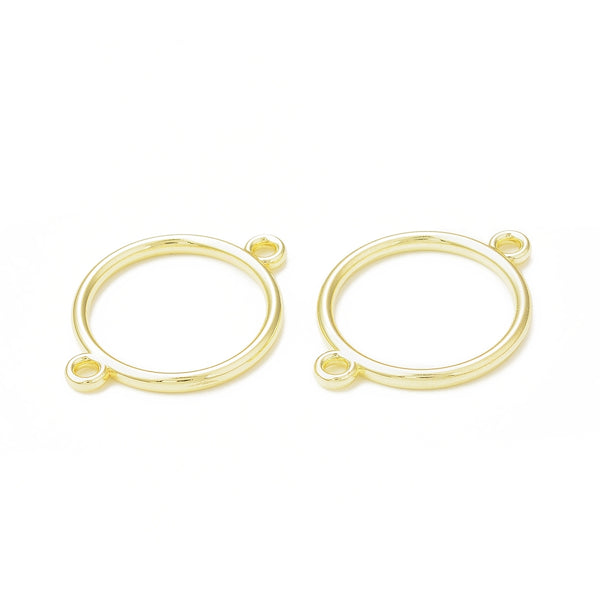 Gold plated alloy double hole circle connector charm x 6 pieces