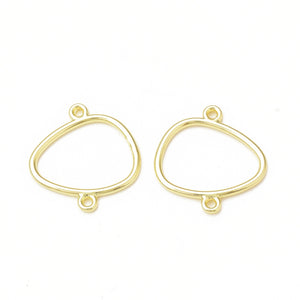 Gold plated organic oval shape charms x 6 pieces