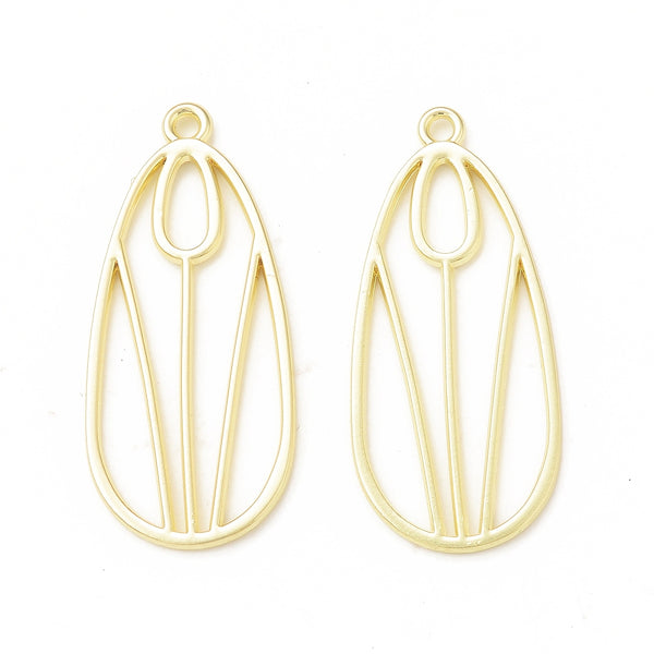 Yellow gold plated tulip detailed charms x 6