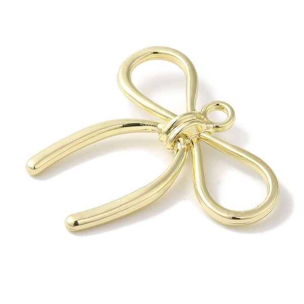 Gold plated smooth bow charms x 6