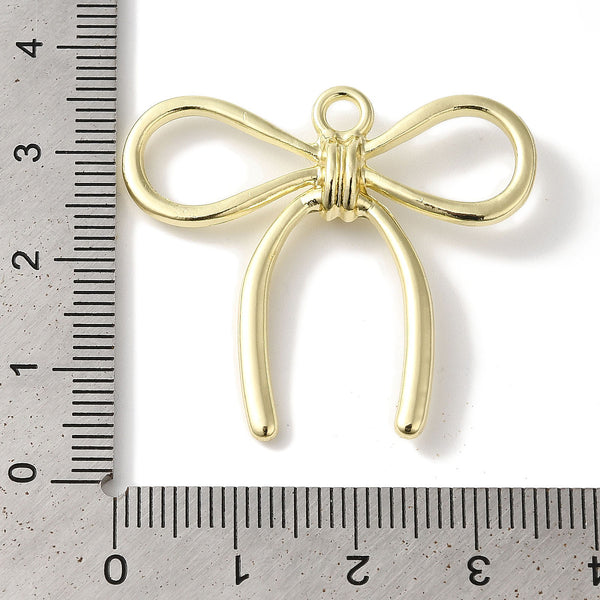 Gold plated smooth bow charms x 6