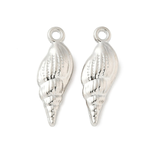 Silver plated shell charms x 6 pieces