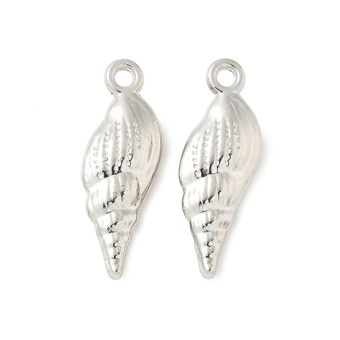Silver plated shell charms x 6 pieces