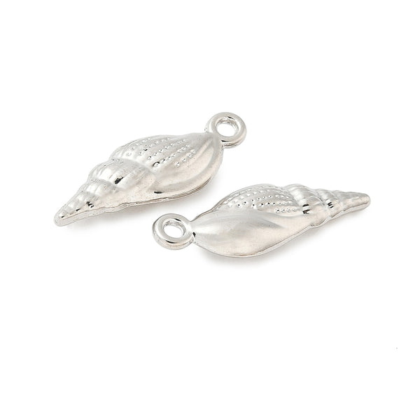 Silver plated shell charms x 6 pieces