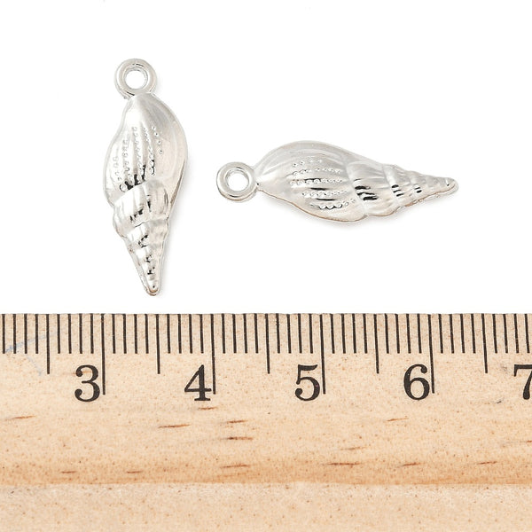 Silver plated shell charms x 6 pieces
