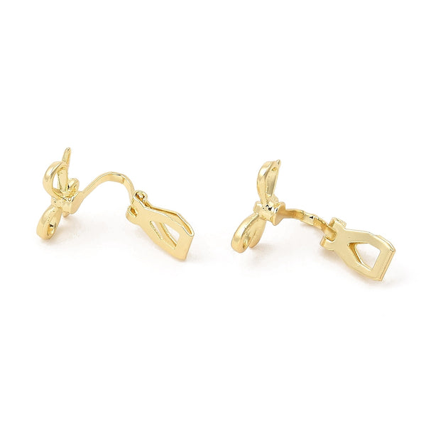 Clip on Gold plated bow earring tops x 4 pieces