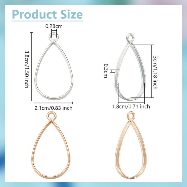 3.8cm Tear drop SILVER plated charms x 8 pieces