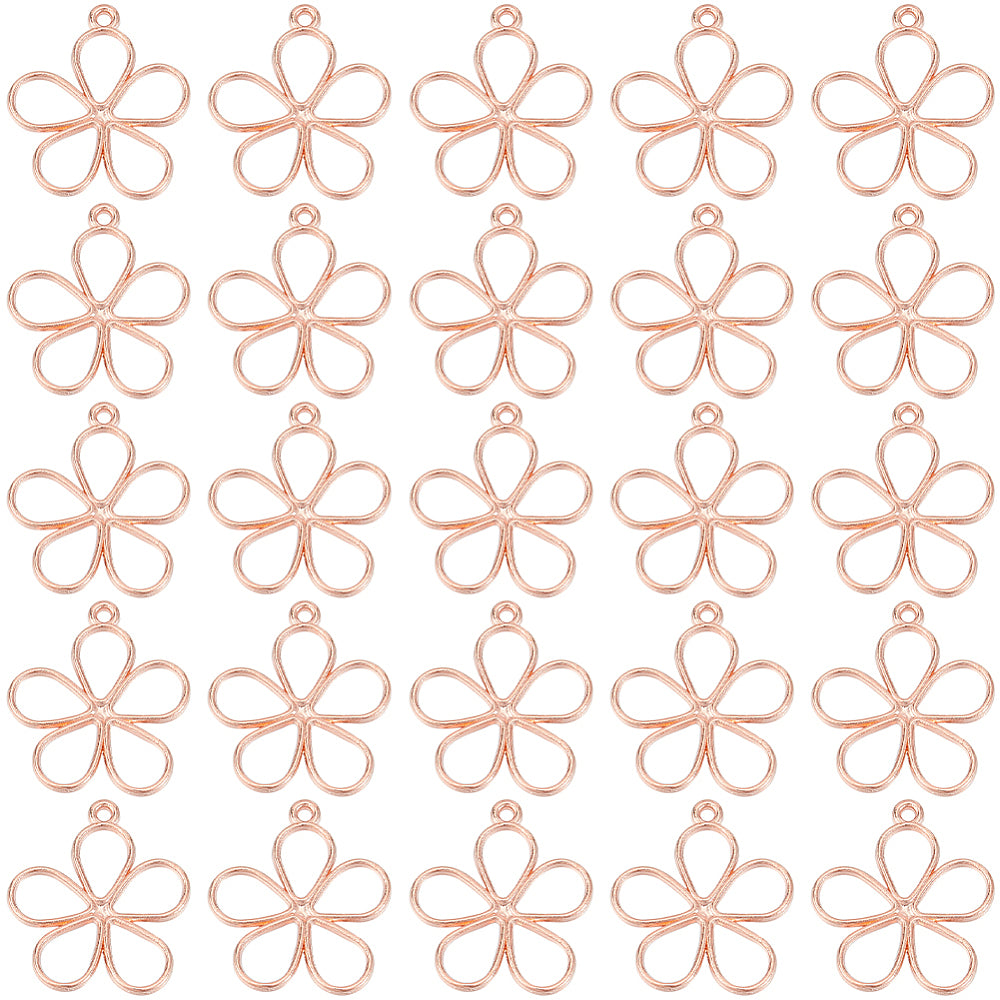 Rose gold flower charm x 6 pieces