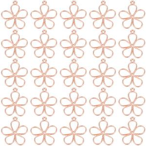 Rose gold flower charm x 6 pieces