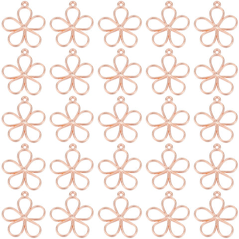 Rose gold flower charm x 6 pieces