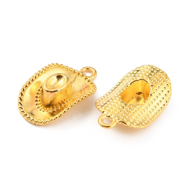 Western hats gold plated charm connectors x 6