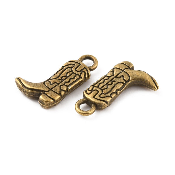 Western boots antique bronze plated charm connectors x 6