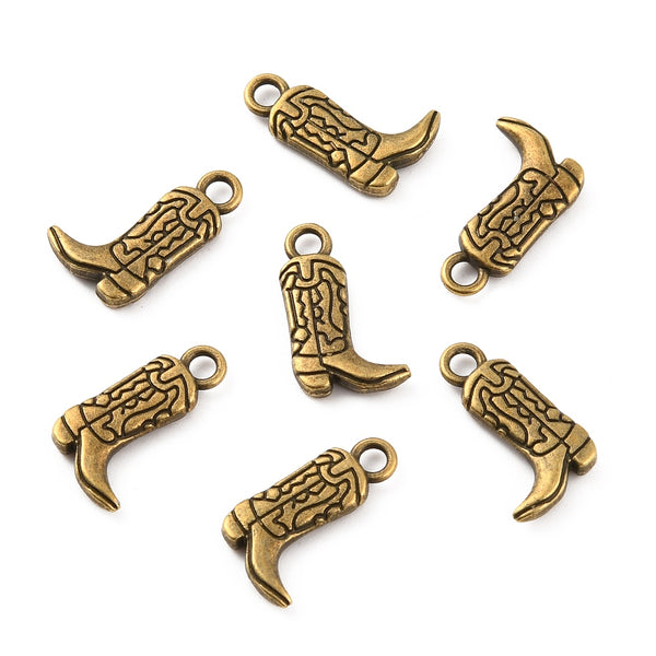 Western boots antique bronze plated charm connectors x 6