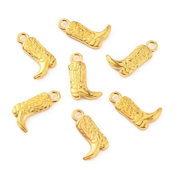Western boots antique gold plated charm connectors x 6