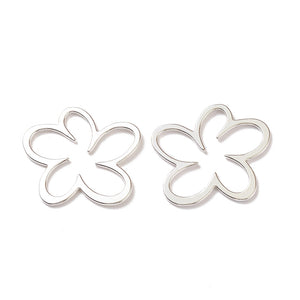 4cm Organic flower antique silver finish charms x 6 pieces