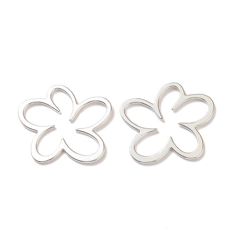 4cm Organic flower antique silver finish charms x 6 pieces