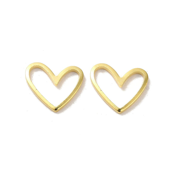 Genuine 24K gold plated heart shape charm connectors x 8 pieces