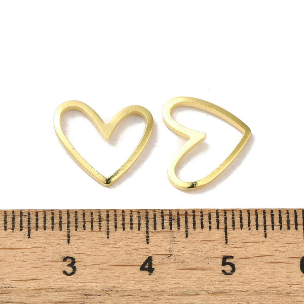 Genuine 24K gold plated heart shape charm connectors x 8 pieces