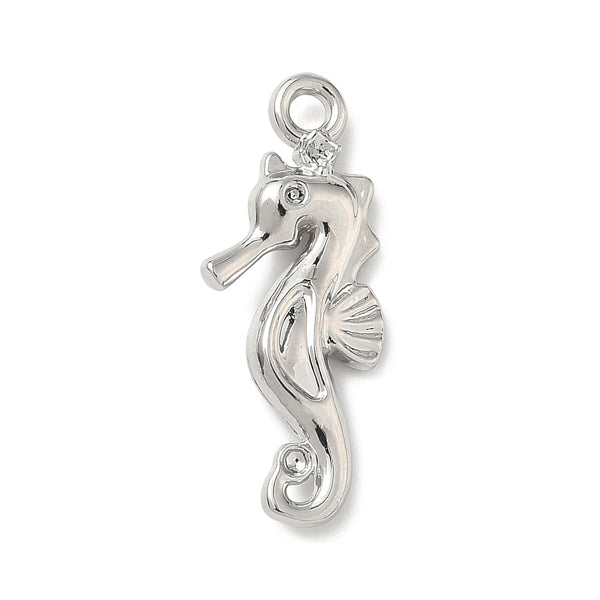 Seahorse silver plated charm connectors x 6