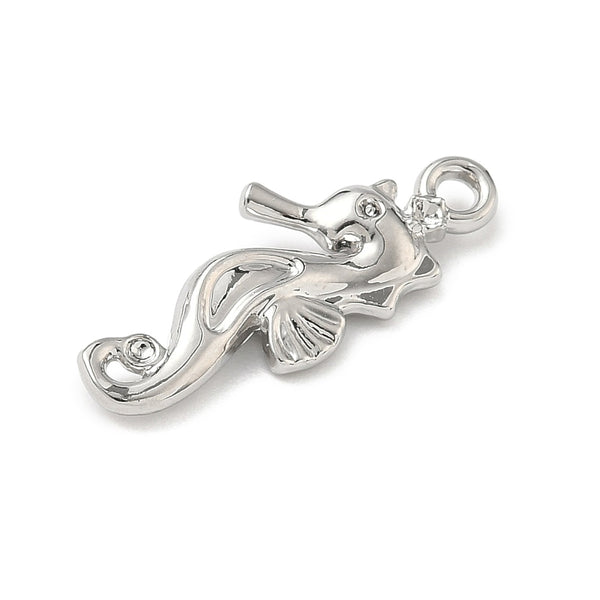 Seahorse silver plated charm connectors x 6
