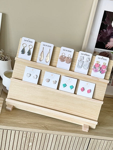 Wooden wide earring stand
