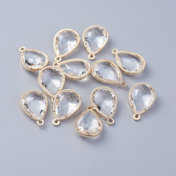 Glass border teardrop charms x 4 pieces