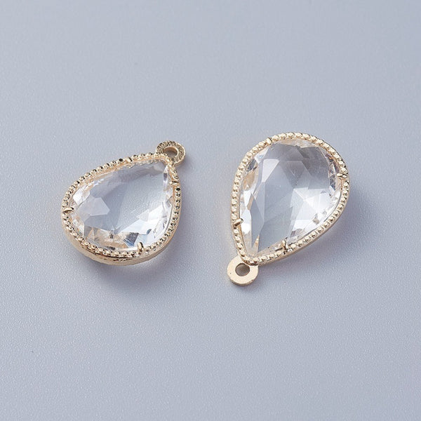 Glass border teardrop charms x 4 pieces