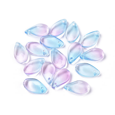 Two tone curved glass droplets x 10 pieces