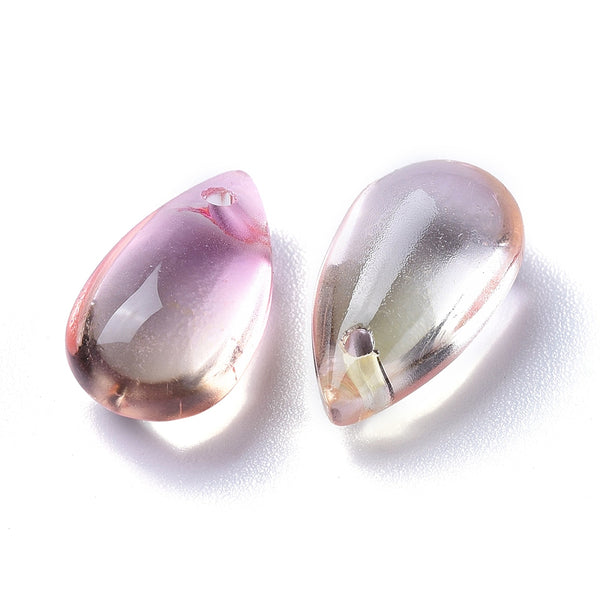 Glass drop beads - PEARL PINK X 10 PIECES