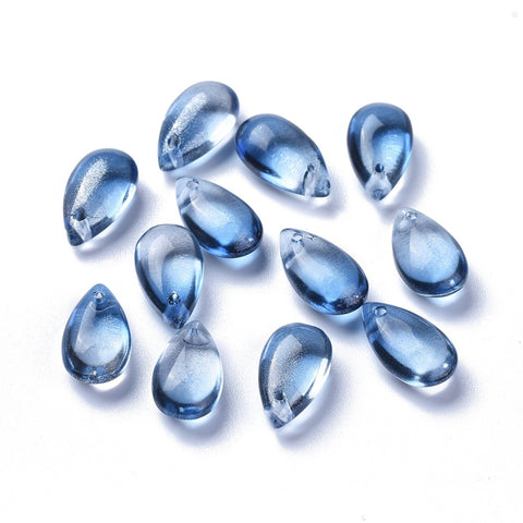Glass drop beads - DEEP BLUE X 10 PIECES