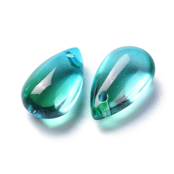 Glass drop beads - DEEP GREEN X 10 PIECES