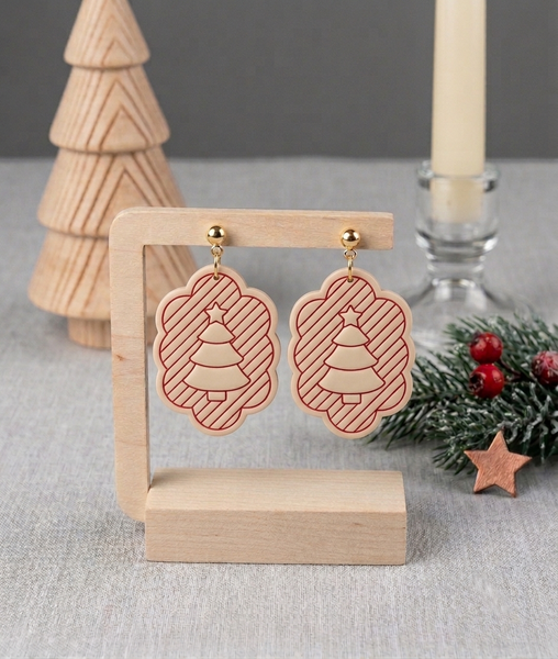 Christmas tree with stripe frame 2 piece