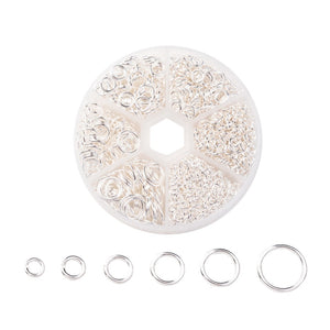 Bright silver plated jump ring bulk pack mix sizes - 1600 pieces