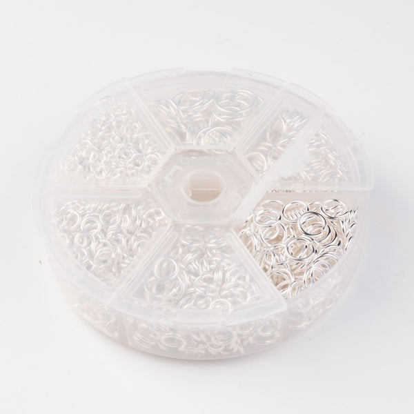 Bright silver plated jump ring bulk pack mix sizes - 1600 pieces