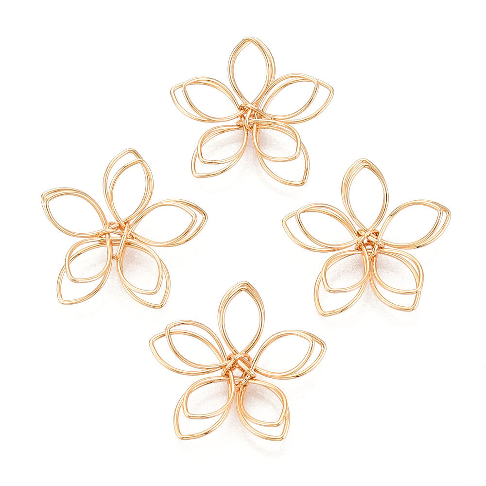 Genuine 18K gold plated flower charms x 6 pieces