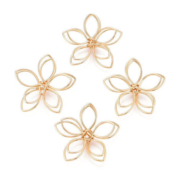 Genuine 18K gold plated flower charms x 6 pieces