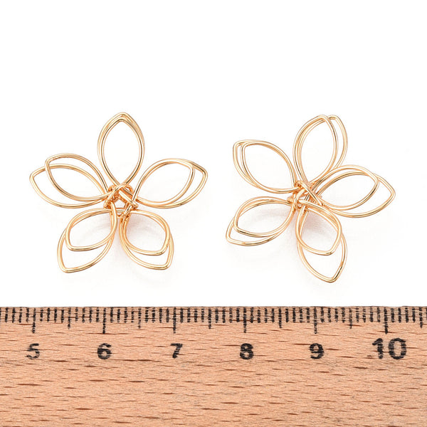 Genuine 18K gold plated flower charms x 6 pieces