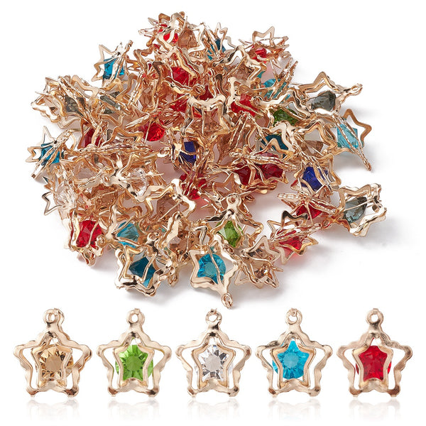 Star charms mix coloured pack x 8 pieces