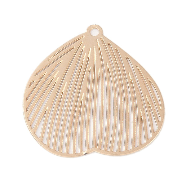 Light gold etched leaf x 6 pieces