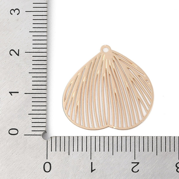 Light gold etched leaf x 6 pieces