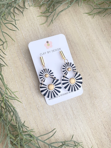 NEW White, black & gold art deco detail dangles