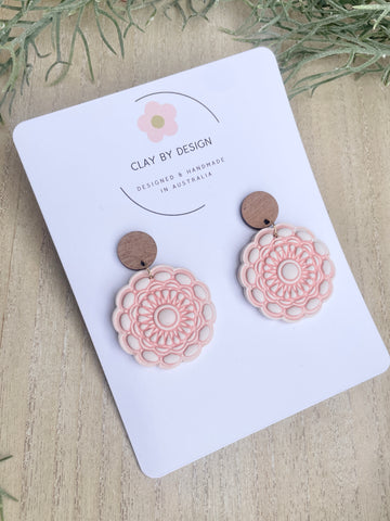 NEW pink Boho flower detail dangles