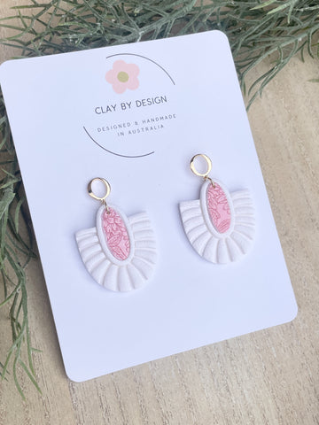 White & pink BOHO fan dangles