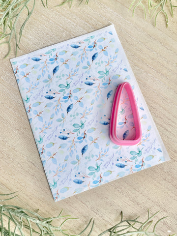 Gorgeous blue leaves transfer with long triangle cutter combo set