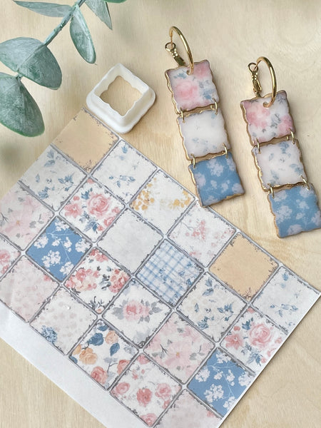 Antique vintage floral transfer paper & cutter