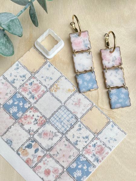 Antique vintage floral transfer paper & cutter