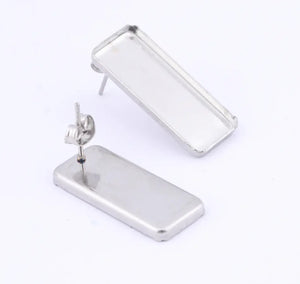 Rectangle stainless steel 2.5cm diameter bezel settings x 4 pieces with backs