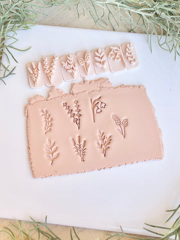 Flora mini clay stamps set of 7