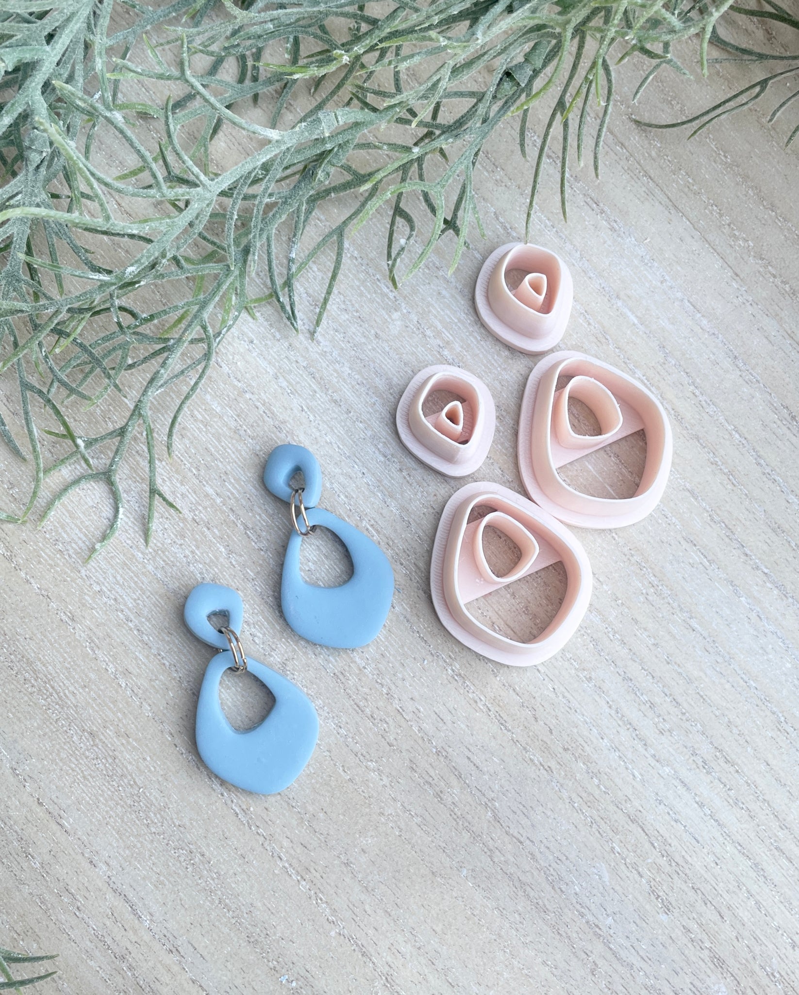Teal oriental print half hoop resin coated