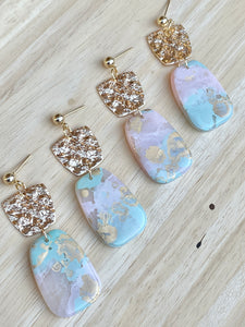 Pastel Marble & gold dangles